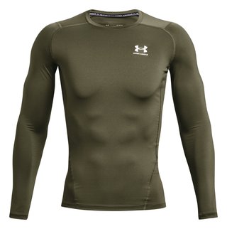 Under Armour HeatGear męska koszulka kompresyjna z długim rękawem, marine OD green/biała