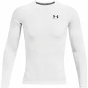 Under Armour HeatGear męska koszulka kompresyjna z długim rękawem, biało/czarna