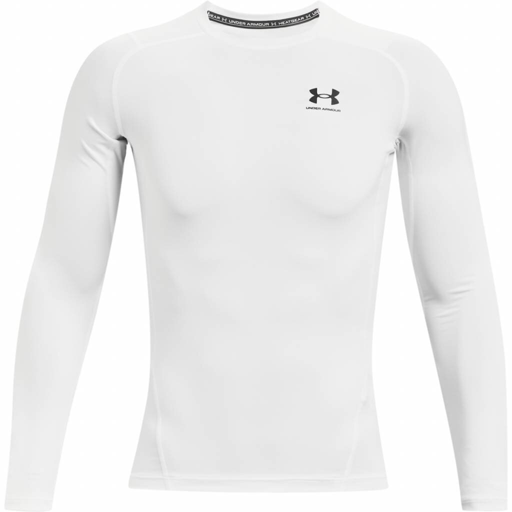 Under Armour HeatGear męska koszulka kompresyjna z długim rękawem, biało/czarna