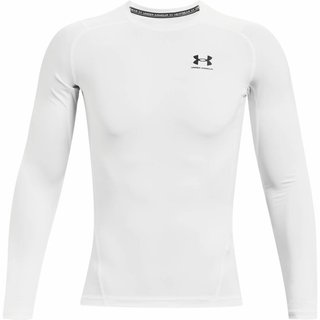 Under Armour HeatGear męska koszulka kompresyjna z długim rękawem, biało/czarna