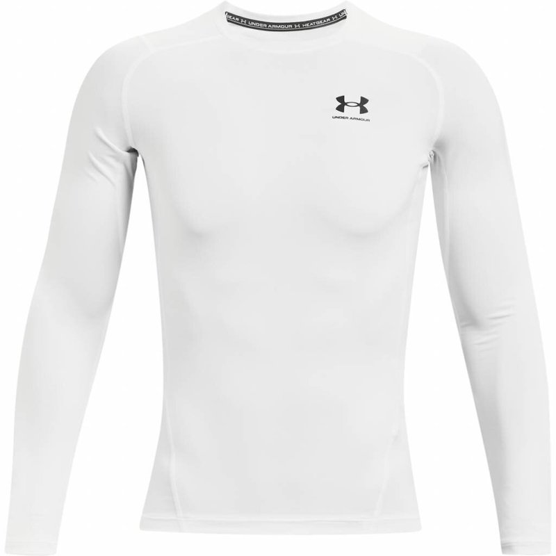 Under Armour HeatGear męska koszulka kompresyjna z długim rękawem, biało/czarna