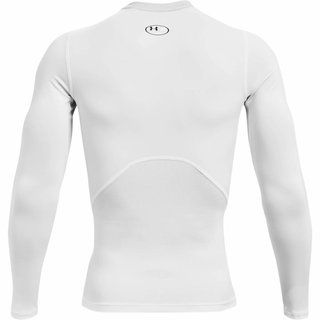 Under Armour HeatGear męska koszulka kompresyjna z długim rękawem, biało/czarna