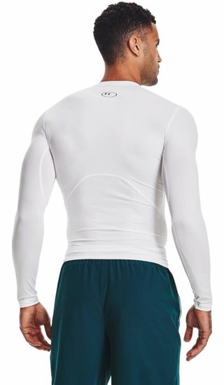 Under Armour HeatGear męska koszulka kompresyjna z długim rękawem, biało/czarna