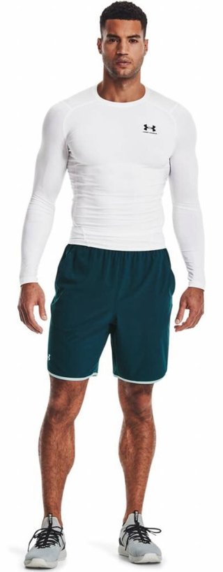 Under Armour HeatGear męska koszulka kompresyjna z długim rękawem, biało/czarna