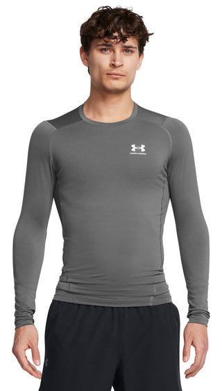 Under Armour HeatGear męska koszulka kompresyjna z długim rękawem, castlerock/biała