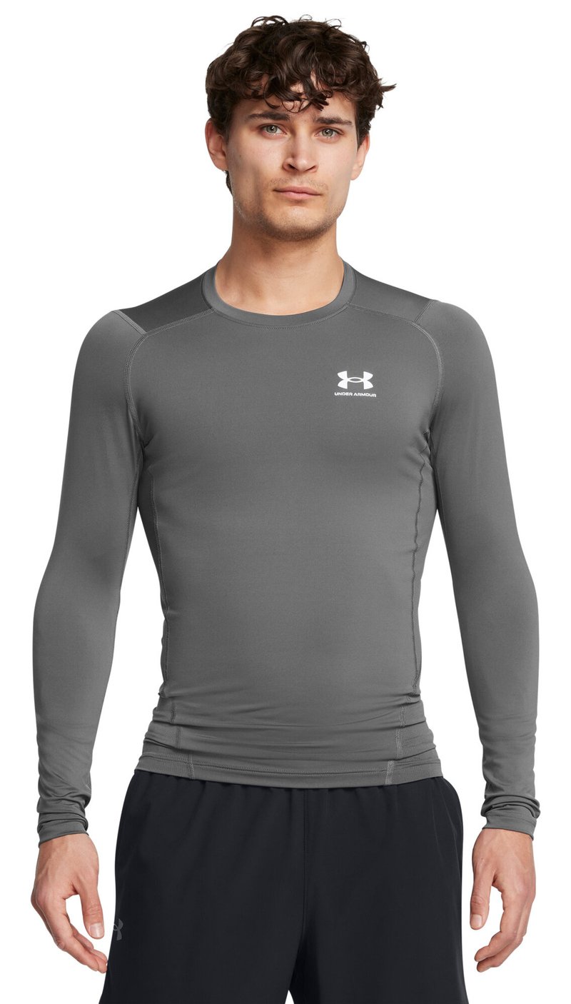 Under Armour HeatGear męska koszulka kompresyjna z długim rękawem, castlerock/biała