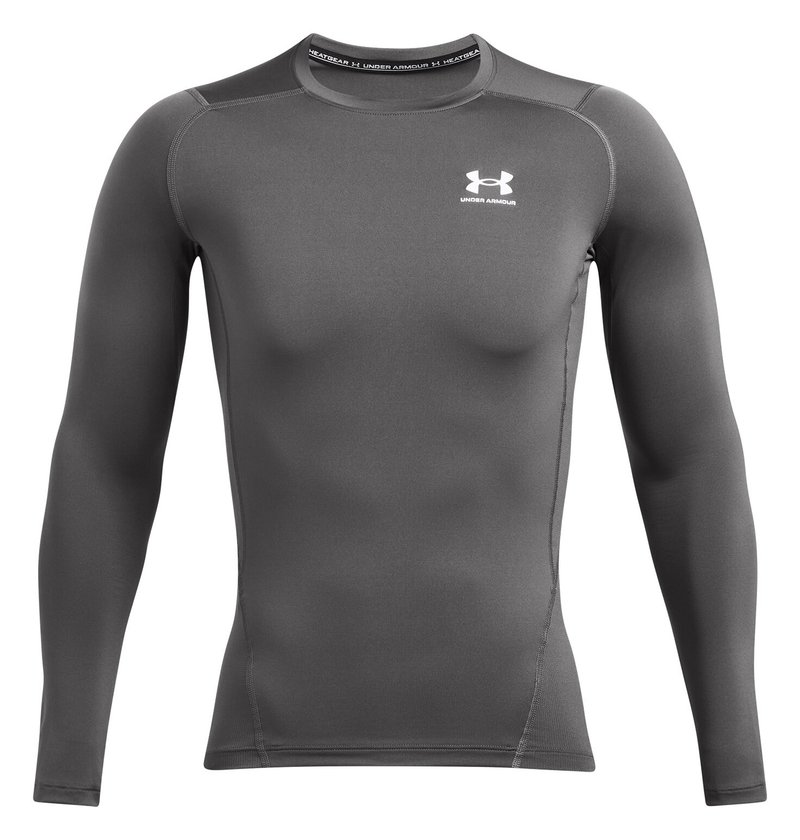 Under Armour HeatGear męska koszulka kompresyjna z długim rękawem, castlerock/biała