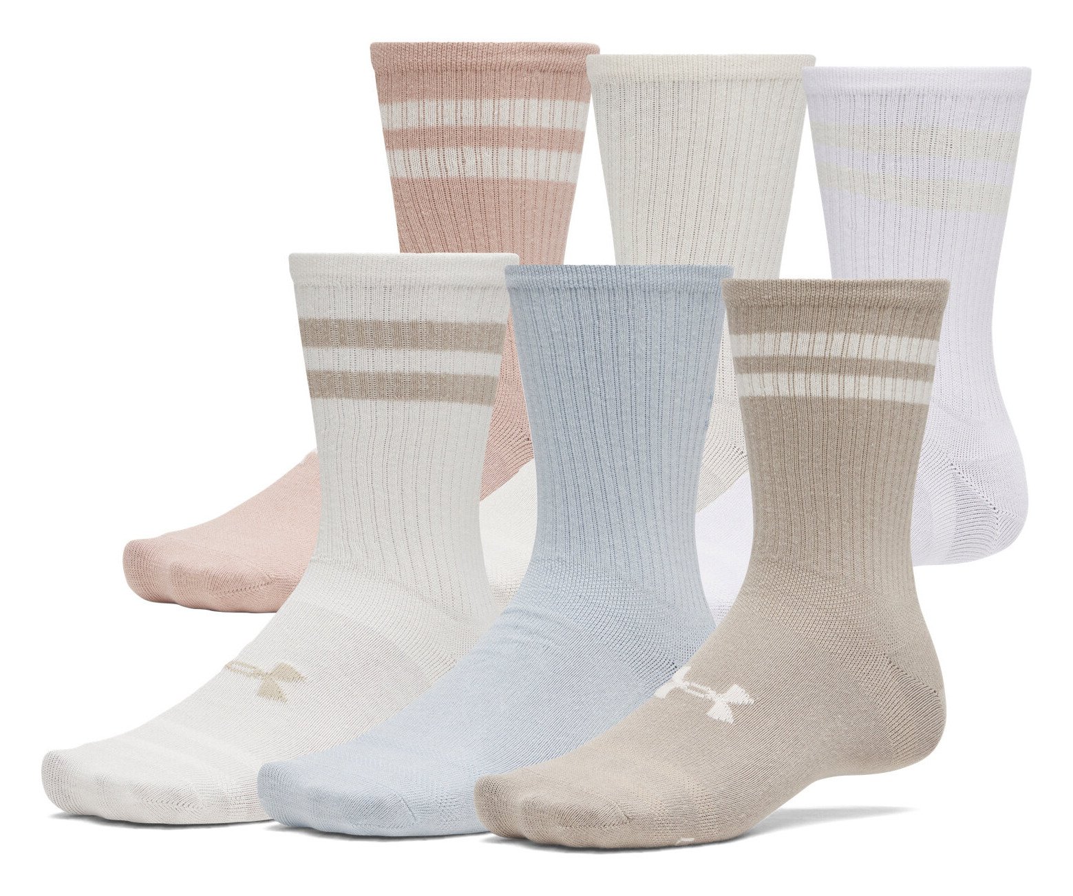 Under Armour Essential Crew unisex skarpety (6 pack), timberwolf taupe/biały/stone