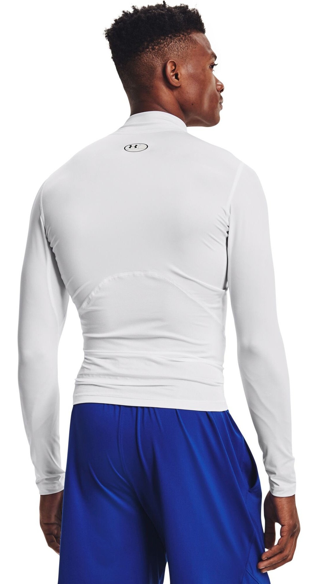 Under Armour HeatGear Comp Mock męska koszulka kompresyjna z długim rękawem, biało/czarna