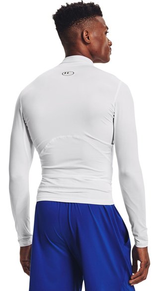 Under Armour HeatGear Comp Mock męska koszulka kompresyjna z długim rękawem, biało/czarna