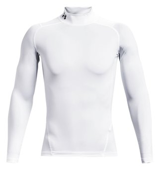 Under Armour HeatGear Comp Mock męska koszulka kompresyjna z długim rękawem, biało/czarna