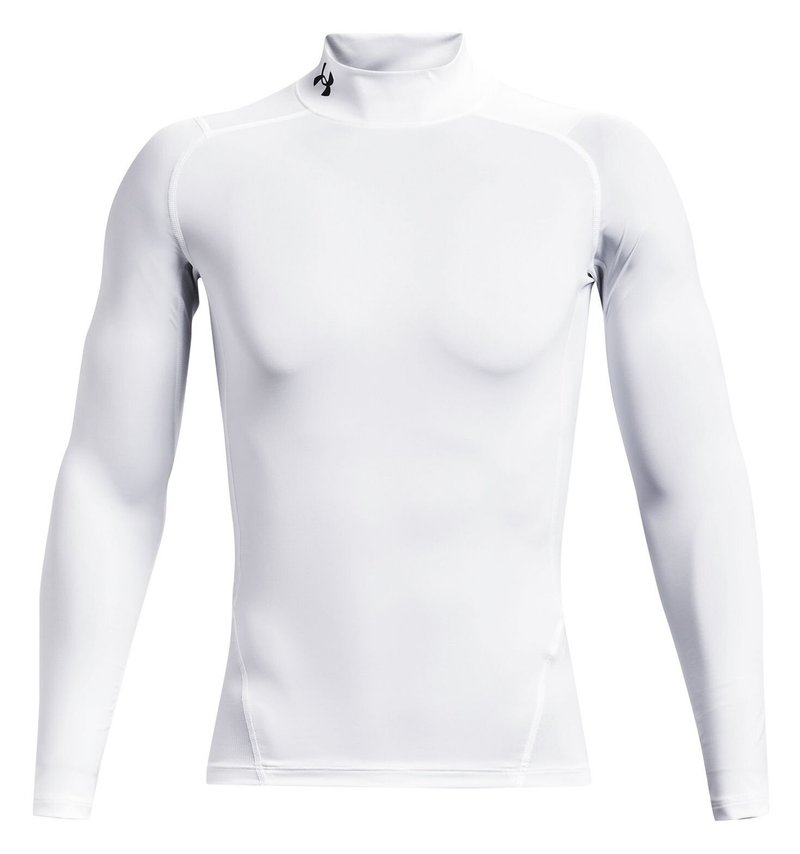Under Armour HeatGear Comp Mock męska koszulka kompresyjna z długim rękawem, biało/czarna