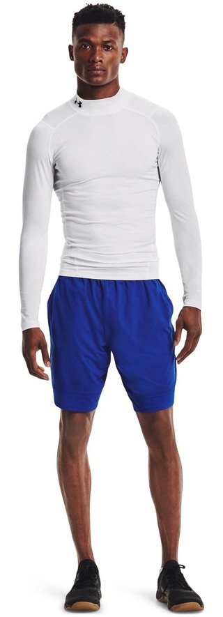 Under Armour HeatGear Comp Mock męska koszulka kompresyjna z długim rękawem, biało/czarna