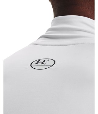 Under Armour HeatGear Comp Mock męska koszulka kompresyjna z długim rękawem, biało/czarna