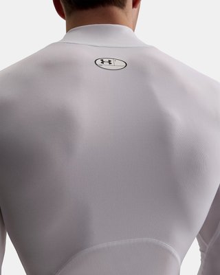 Under Armour HeatGear Comp Mock męska koszulka kompresyjna z długim rękawem, biało/czarna