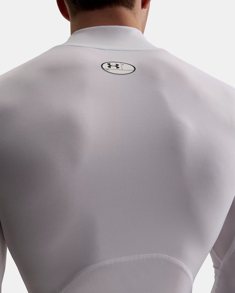 Under Armour HeatGear Comp Mock męska koszulka kompresyjna z długim rękawem, biało/czarna