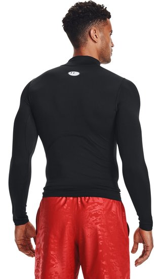 Under Armour HeatGear Comp Mock męska koszulka kompresyjna z długim rękawem, czarno/biała