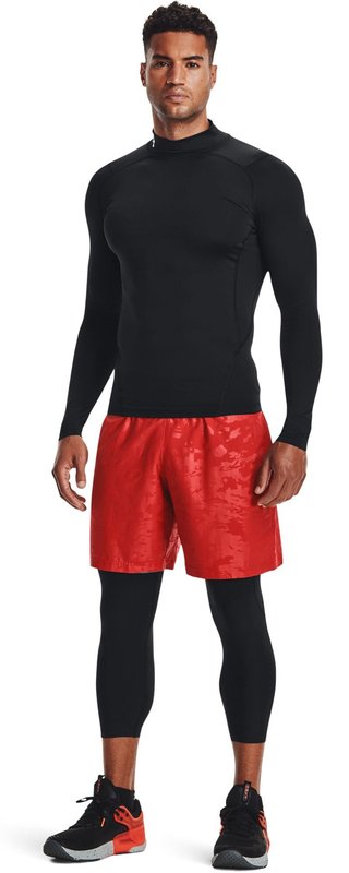 Under Armour HeatGear Comp Mock męska koszulka kompresyjna z długim rękawem, czarno/biała