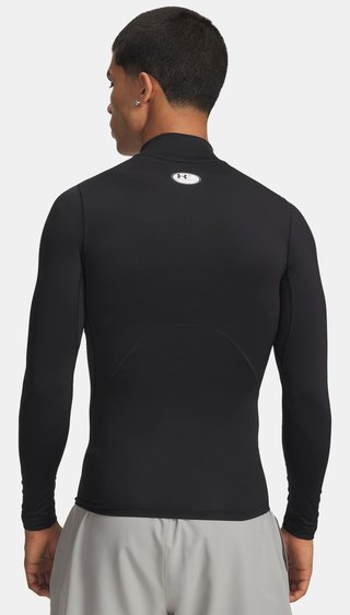 Under Armour HeatGear Comp Mock męska koszulka kompresyjna z długim rękawem, czarno/biała