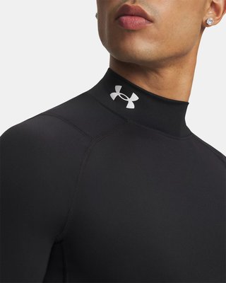 Under Armour HeatGear Comp Mock męska koszulka kompresyjna z długim rękawem, czarno/biała