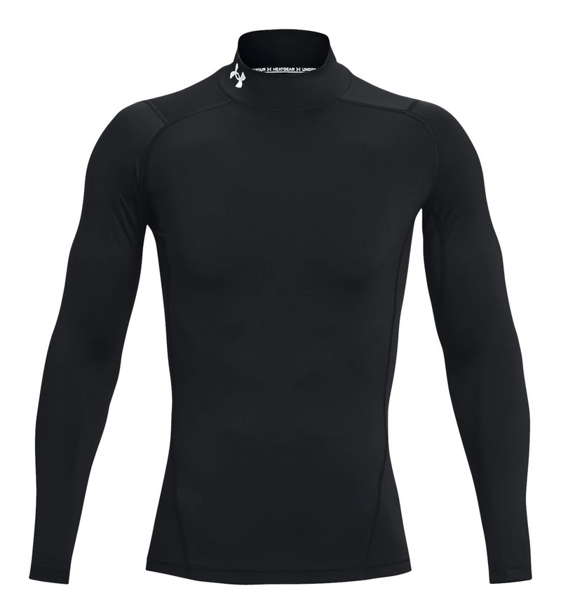 Under Armour HeatGear Comp Mock męska koszulka kompresyjna z długim rękawem, czarno/biała
