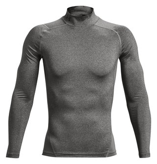 Under Armour HeatGear Comp Mock męska koszulka kompresyjna z długim rękawem, carbon heather/czarna