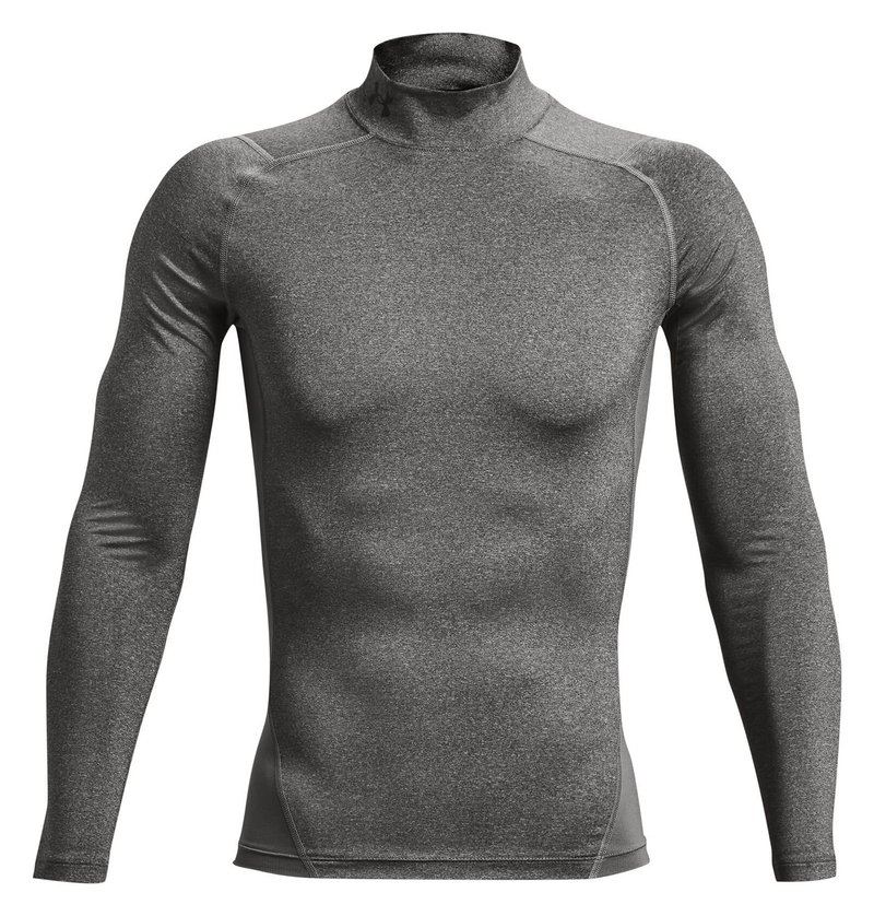Under Armour HeatGear Comp Mock męska koszulka kompresyjna z długim rękawem, carbon heather/czarna