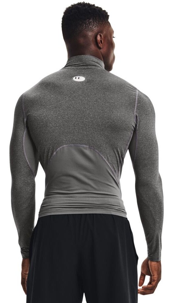 Under Armour HeatGear Comp Mock męska koszulka kompresyjna z długim rękawem, carbon heather/czarna