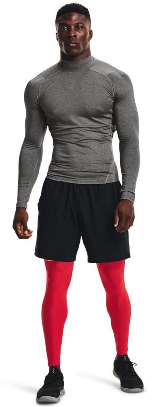 Under Armour HeatGear Comp Mock męska koszulka kompresyjna z długim rękawem, carbon heather/czarna