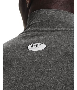 Under Armour HeatGear Comp Mock męska koszulka kompresyjna z długim rękawem, carbon heather/czarna