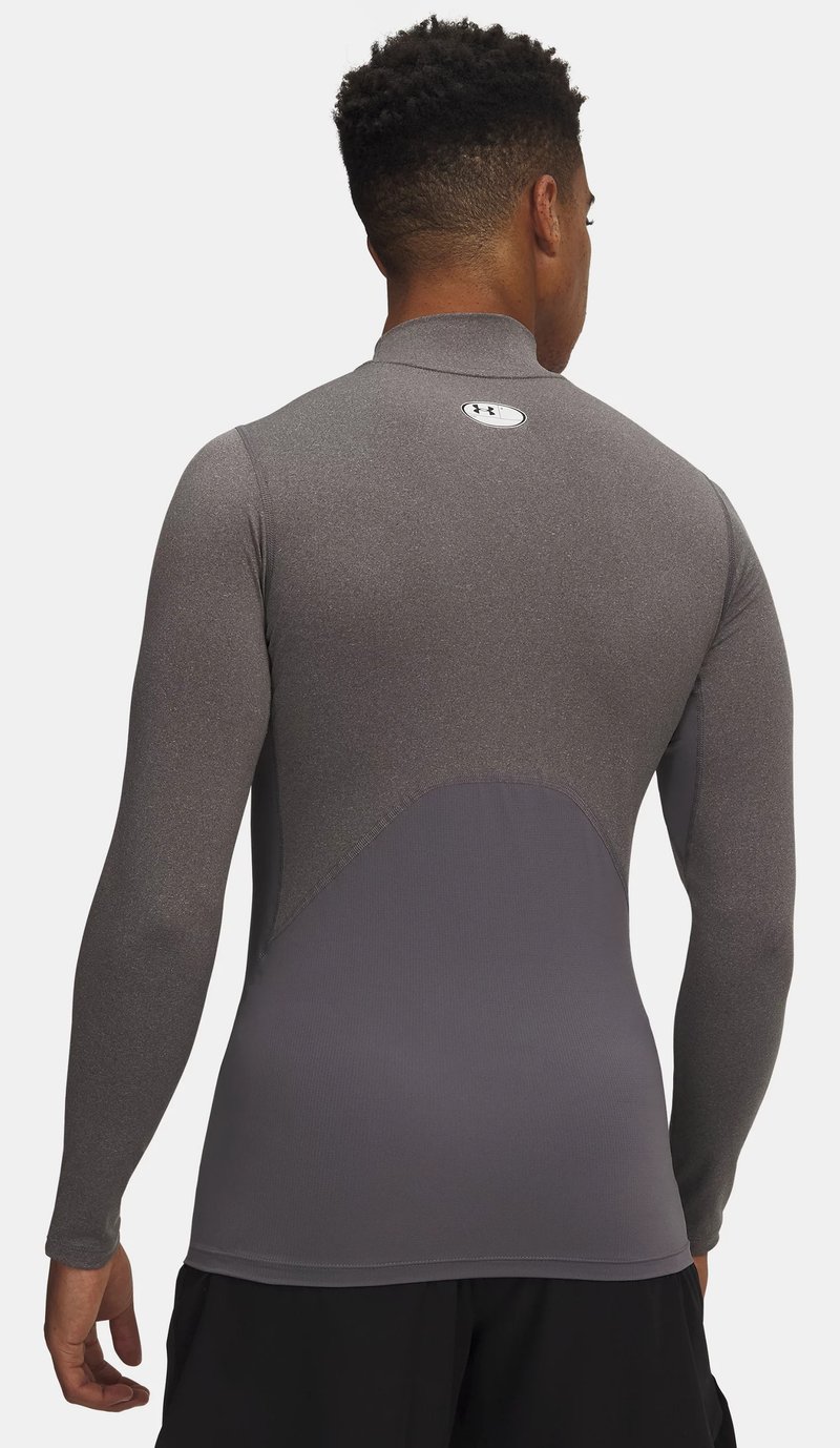 Under Armour HeatGear Comp Mock męska koszulka kompresyjna z długim rękawem, carbon heather/czarna
