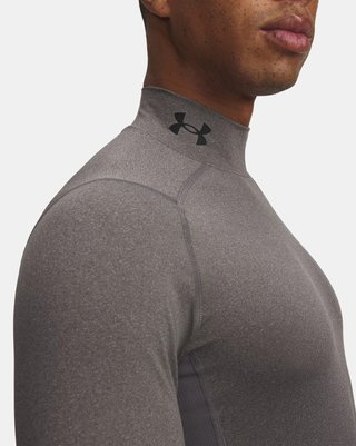 Under Armour HeatGear Comp Mock męska koszulka kompresyjna z długim rękawem, carbon heather/czarna