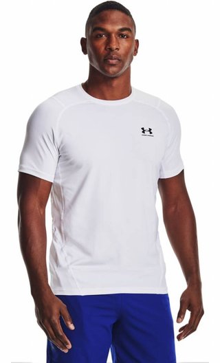 Under Armour HG Fitted SS męska koszulka, biało/czarna