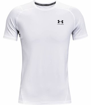 Under Armour HG Fitted SS męska koszulka, biało/czarna