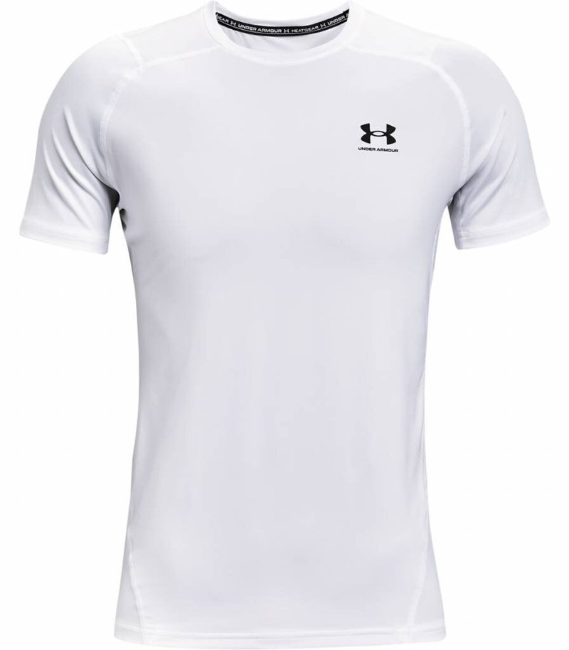 Under Armour HG Fitted SS męska koszulka, biało/czarna