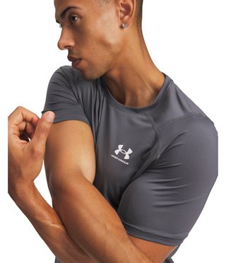 Under Armour HeatGear Fitted S męska koszulka, castlerock/biała