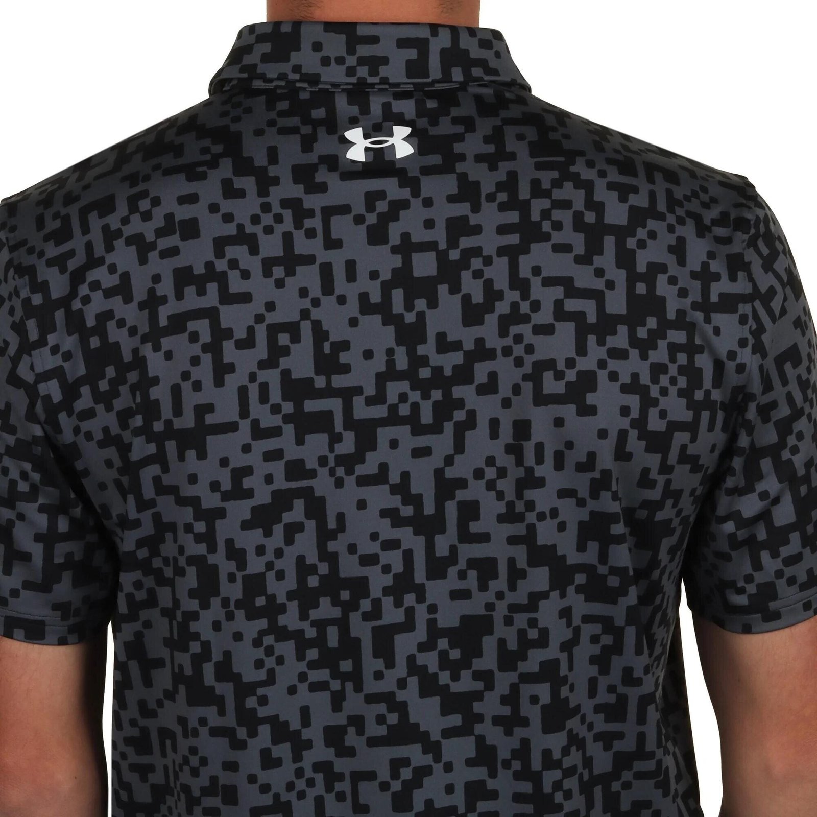 Under Armour T2G Printed męskie polo, czarne/castlerock