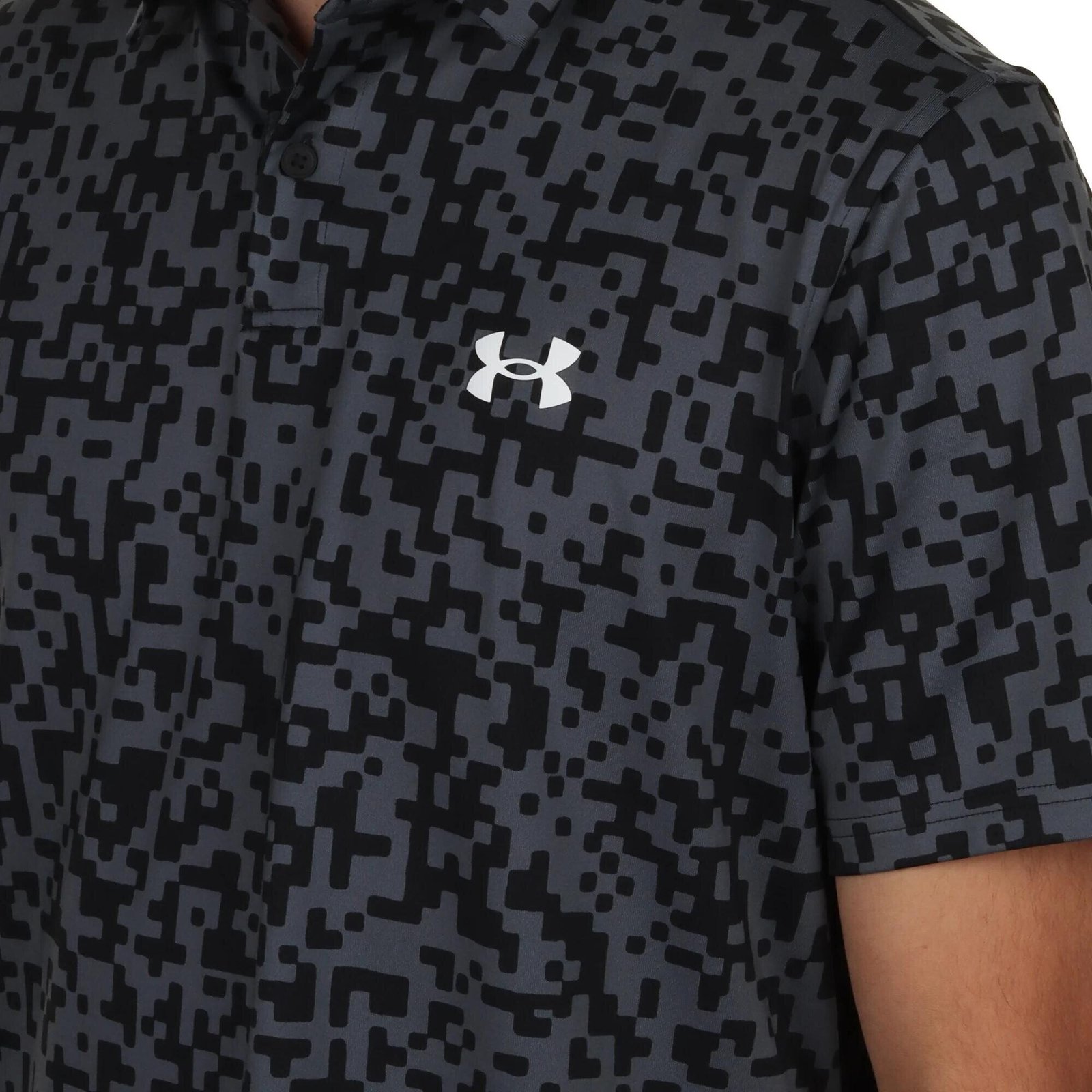 Under Armour T2G Printed męskie polo, czarne/castlerock