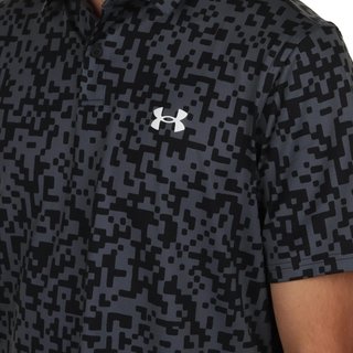 Under Armour T2G Printed męskie polo, czarne/castlerock