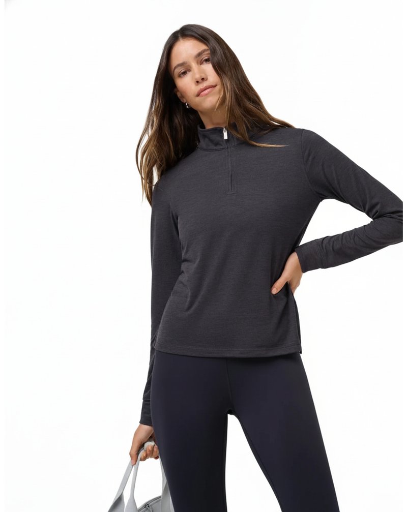 Travis Mathew Skyloft Light Zip longsleeve damskie polo, heather black