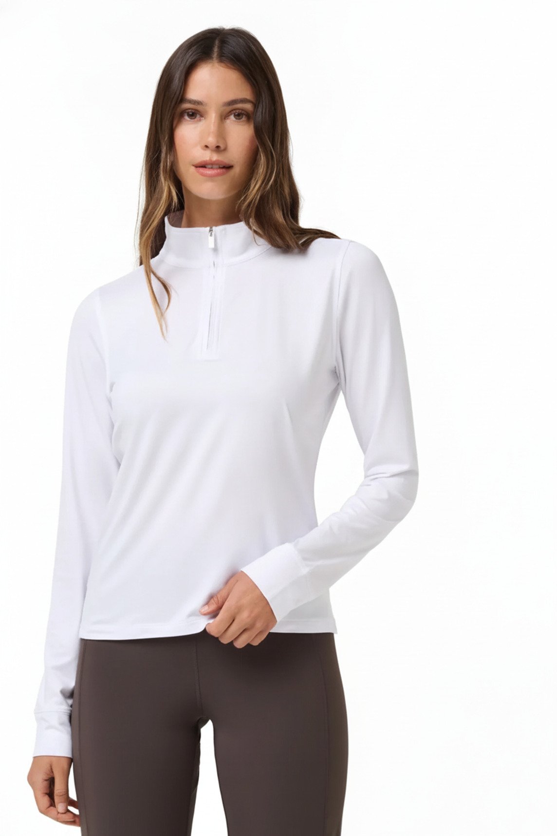 Travis Mathew Skyloft Light Zip longsleeve damskie polo, białe
