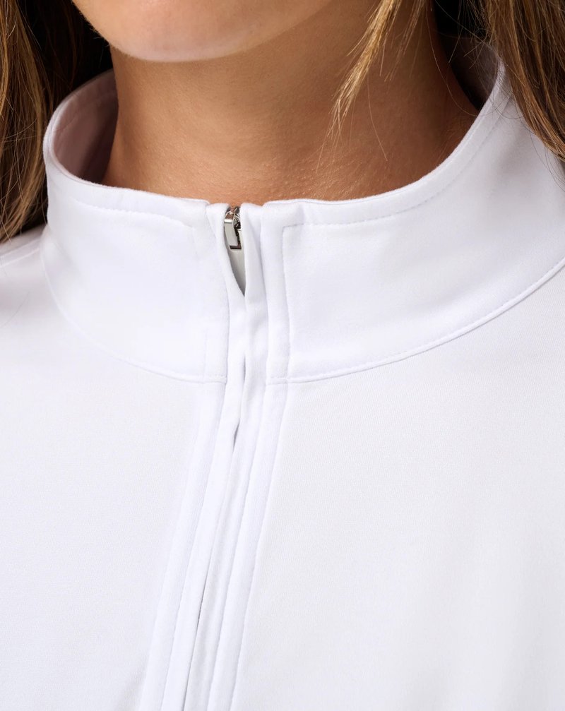 Travis Mathew Skyloft Light Zip longsleeve damskie polo, białe