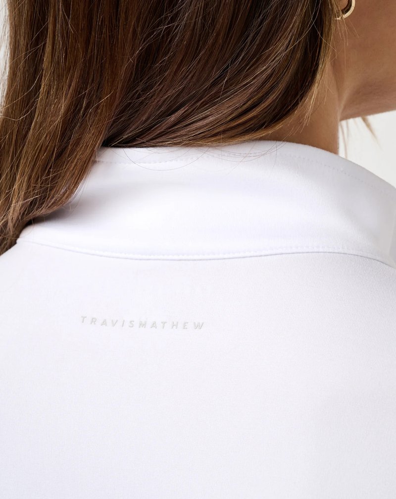 Travis Mathew Skyloft Light Zip longsleeve damskie polo, białe