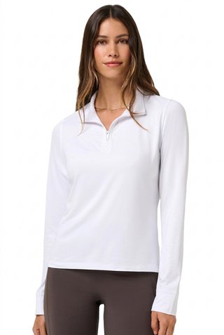 Travis Mathew Skyloft Light Zip longsleeve damskie polo, białe