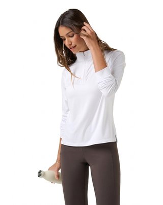 Travis Mathew Skyloft Light Zip longsleeve damskie polo, białe
