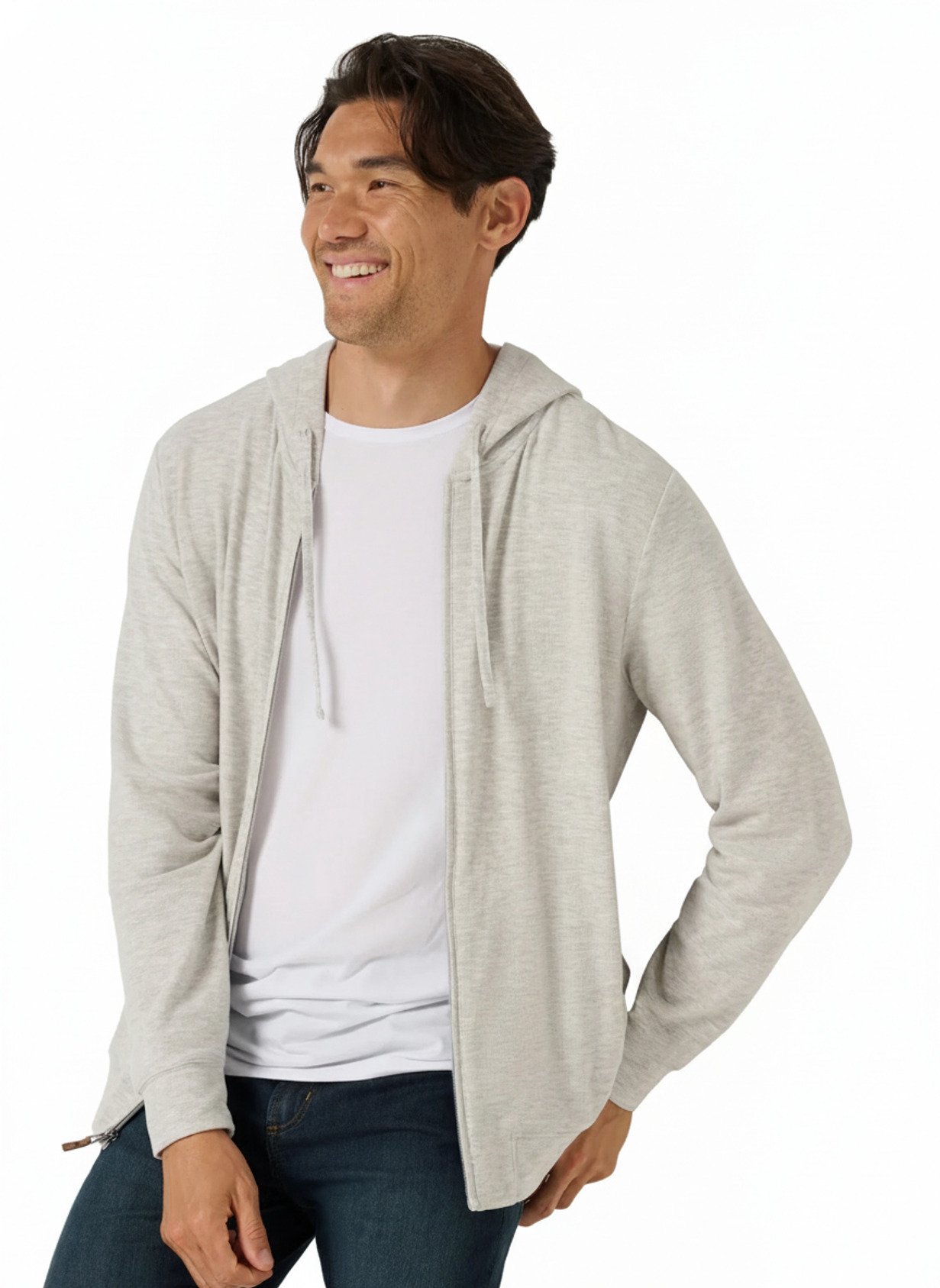 Travis Mathew Cloud Sweater Full Zip męska bluza z kapturem, heather grey