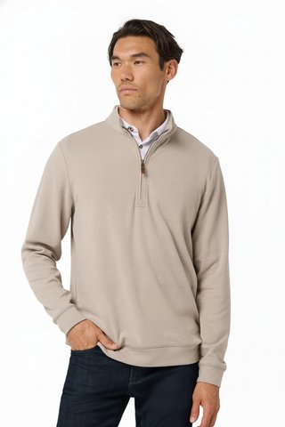 Travis Mathew Cloud męski sweter 1/4 zip, heather roasted cashew