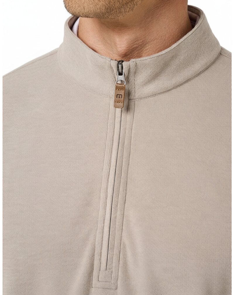 Travis Mathew Cloud męski sweter 1/4 zip, heather roasted cashew