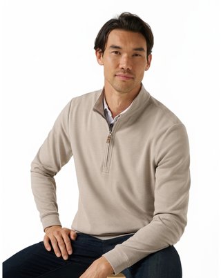 Travis Mathew Cloud męski sweter 1/4 zip, heather roasted cashew