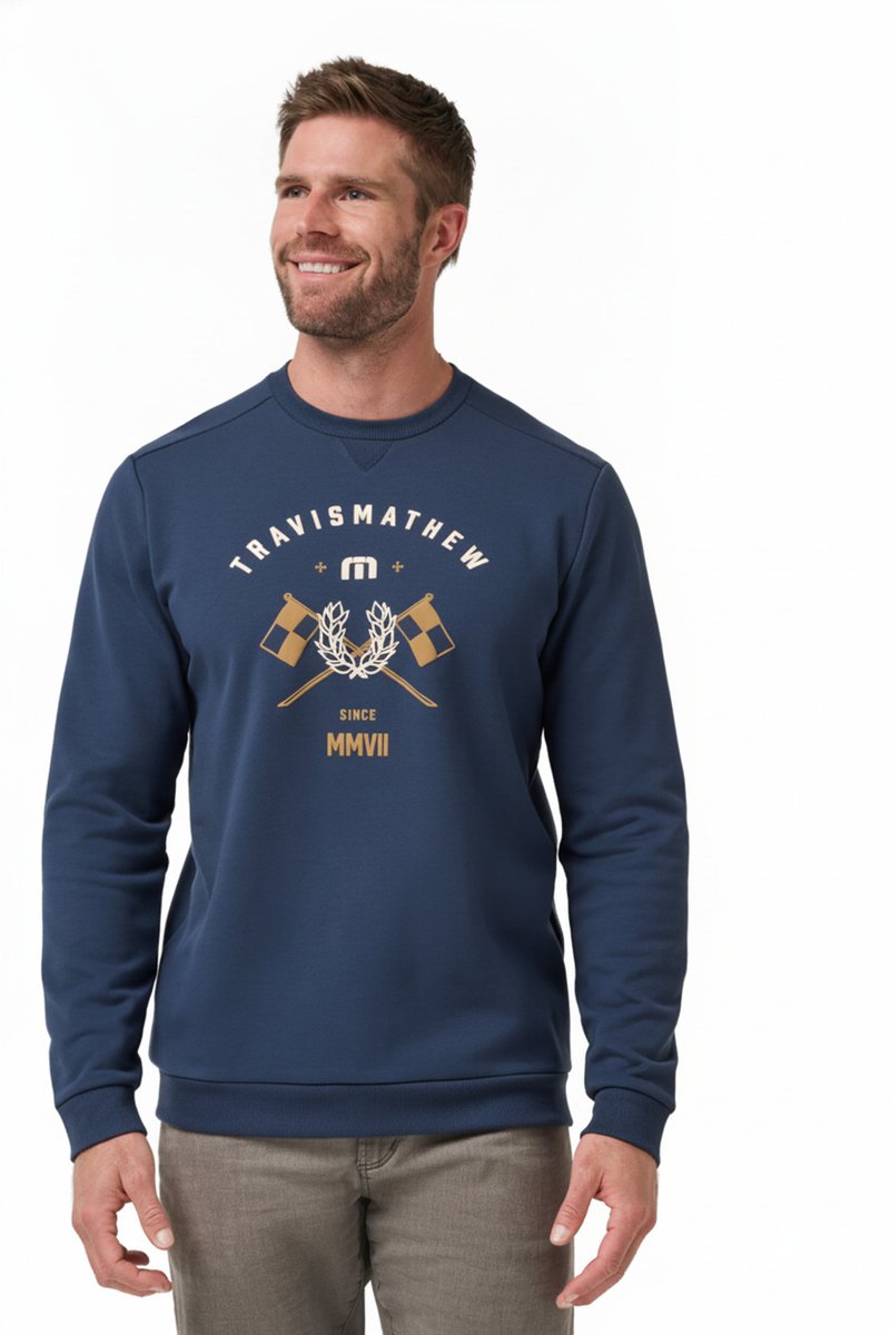 Travis Mathew TM Varsity Club Crew męska bluza, total eclipse